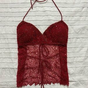 COPY - Passport Red Beaded Tank Top